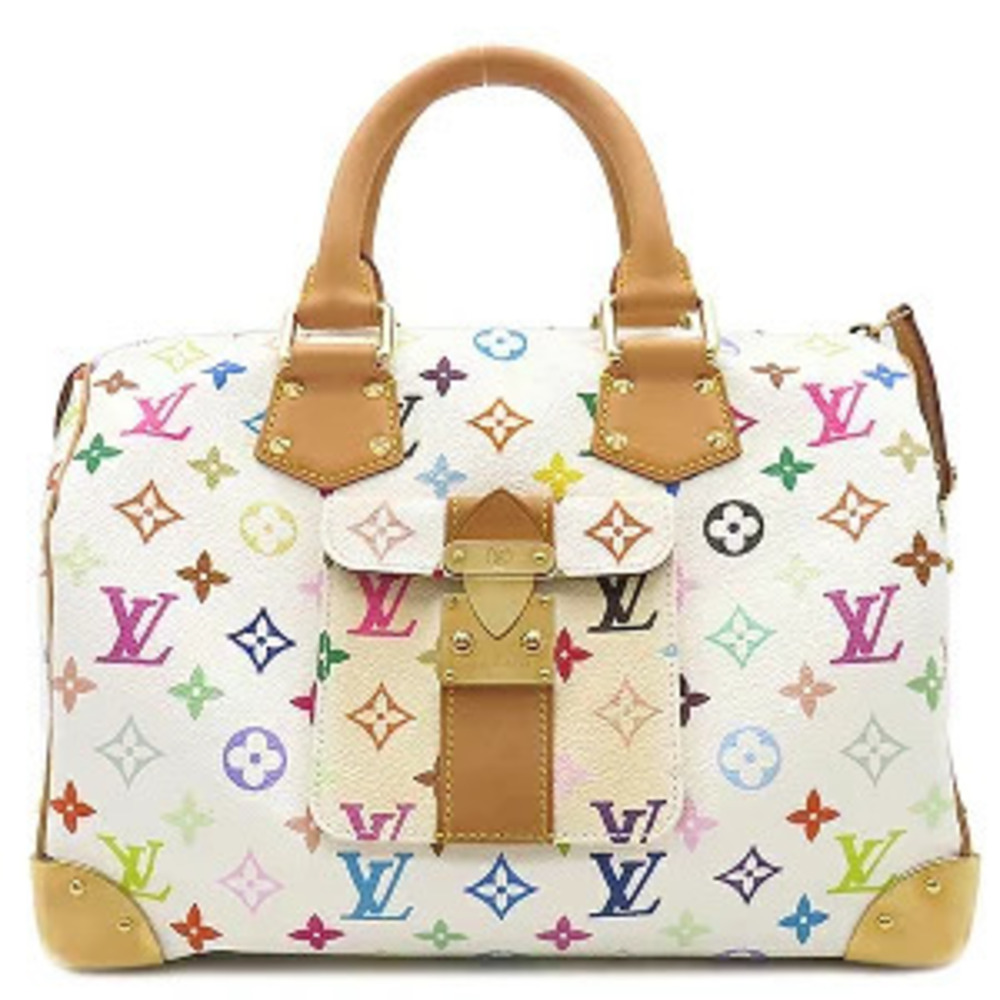 Louis Vuitton Speedy handbag Monogram Multicolor Blanc white Boston